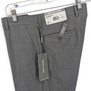 Michael Kors Men's Modern-Fit Airsoft Wool Stretch Suit Dress Pants Grey 33 x 30